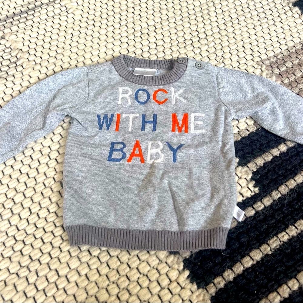 Adorable Rosie Pope Baby 12 M sweater “ Rock with me baby” EUC!